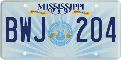 MS license plate BWJ204