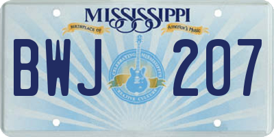 MS license plate BWJ207