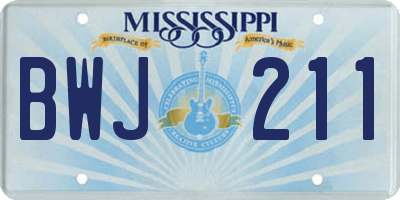 MS license plate BWJ211