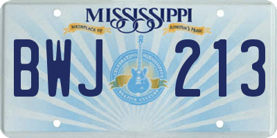 MS license plate BWJ213