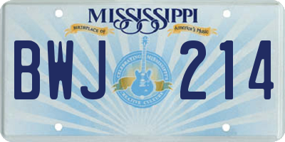 MS license plate BWJ214