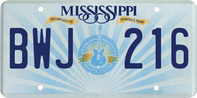 MS license plate BWJ216