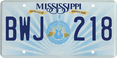 MS license plate BWJ218