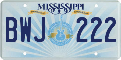 MS license plate BWJ222