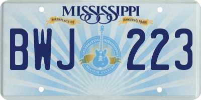 MS license plate BWJ223