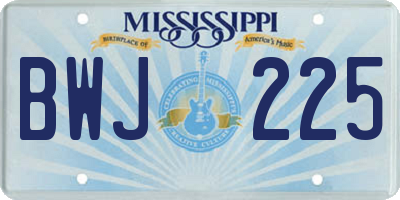 MS license plate BWJ225