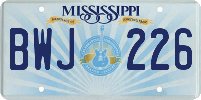 MS license plate BWJ226