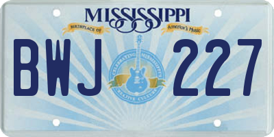 MS license plate BWJ227