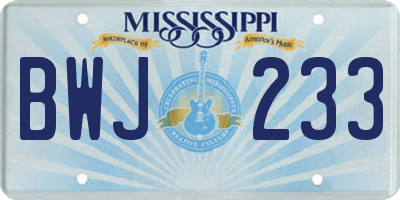 MS license plate BWJ233