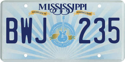 MS license plate BWJ235