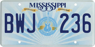 MS license plate BWJ236