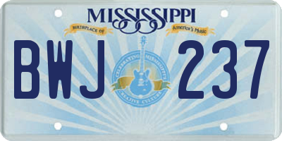 MS license plate BWJ237