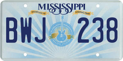 MS license plate BWJ238