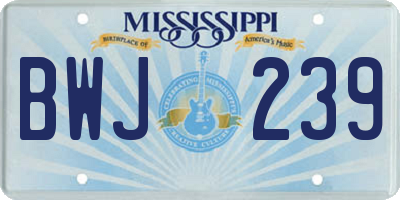 MS license plate BWJ239