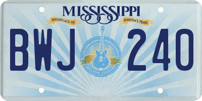 MS license plate BWJ240