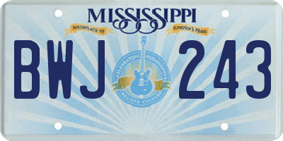 MS license plate BWJ243