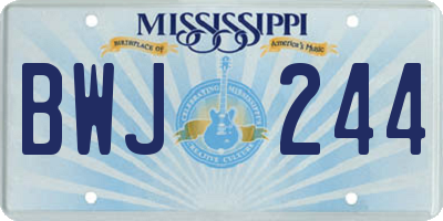 MS license plate BWJ244