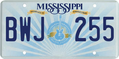 MS license plate BWJ255
