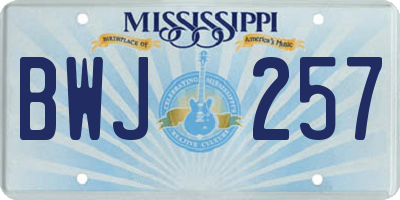 MS license plate BWJ257