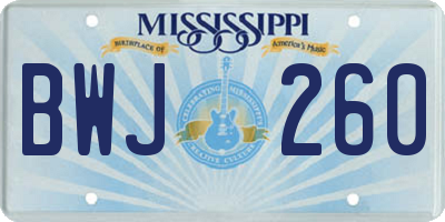 MS license plate BWJ260