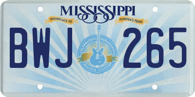 MS license plate BWJ265