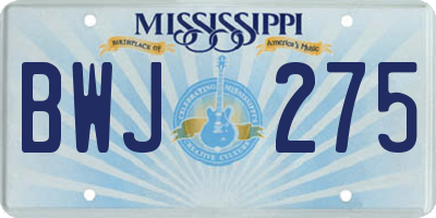 MS license plate BWJ275