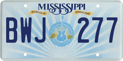 MS license plate BWJ277