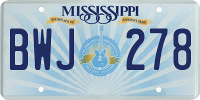 MS license plate BWJ278