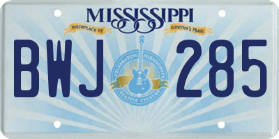MS license plate BWJ285