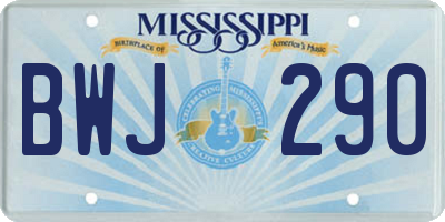 MS license plate BWJ290