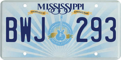 MS license plate BWJ293