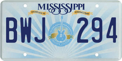 MS license plate BWJ294
