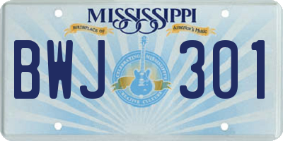 MS license plate BWJ301