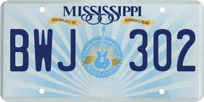 MS license plate BWJ302