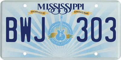 MS license plate BWJ303