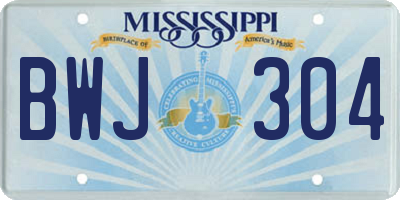 MS license plate BWJ304