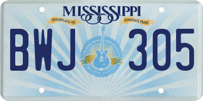 MS license plate BWJ305