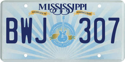 MS license plate BWJ307