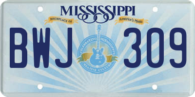 MS license plate BWJ309