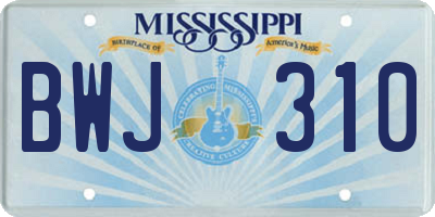 MS license plate BWJ310