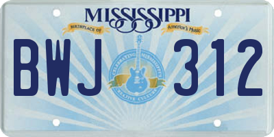 MS license plate BWJ312