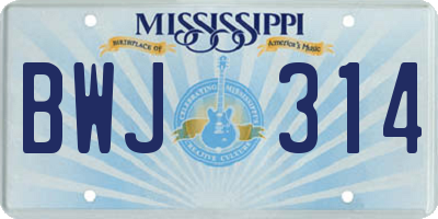 MS license plate BWJ314