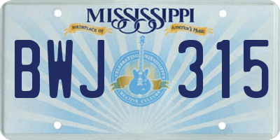 MS license plate BWJ315