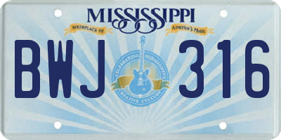 MS license plate BWJ316