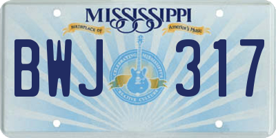 MS license plate BWJ317