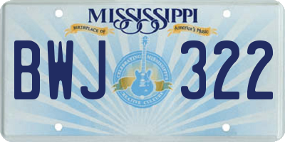 MS license plate BWJ322