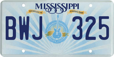 MS license plate BWJ325