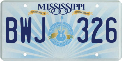 MS license plate BWJ326