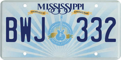 MS license plate BWJ332