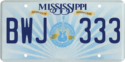 MS license plate BWJ333
